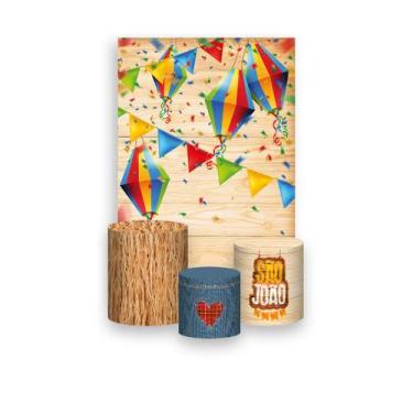 Imagem de Painel De Festa Vertical 1,50 x 2,20 + Trio De Capas Cilindro - Festa 