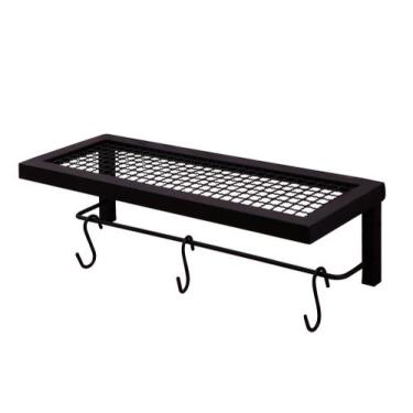 Imagem de Prateleira Industrial Preta 40Cm Com 3 Ganchos - Lyra