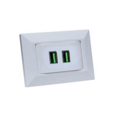 Imagem de Espelho de Tomada Simples Chanfrado com 2 USB 4.9A - CONNECT CAIXA TOM