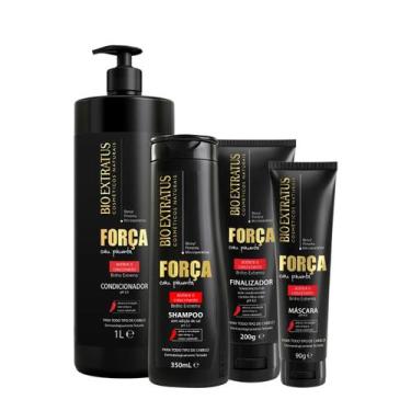 Imagem de Kit Bio Extratus Força Com Pimenta Shampoo Condicionador Litro Máscara