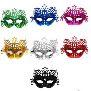 Imagem de Kit 7 Mascaras Veneziana Metalizada cores sortidas - Festas e Fantasia