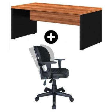 Imagem de Kit Mesa 1,50x0,60 + Cadeira ergonômica Back system com Braço reguláve