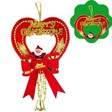 Imagem de Guirlanda Natalina De Coração Com Papai Noel & Sinos 20cm - MASTER DEC