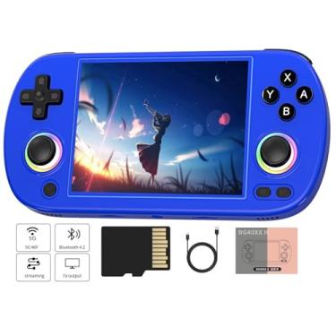 Imagem de RG40XX H Retro Handheld Game Console ,RG40XXH 4.0 Inch IPS Screen Linux System Built-in 64G TF Card 5488 Games Support HDMI TV Output 5G WiFi Bluetooth 4.2(Blue)