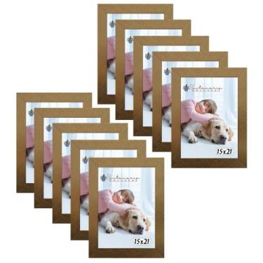 Imagem de Kit 10 Molduras Porta Retrato 15X21 Dourado - Santamaria Molduras