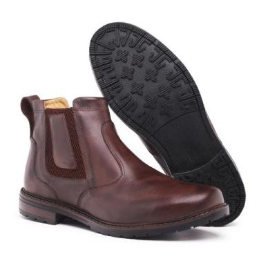 Imagem de Bota Coturno Masculino Calce fácil Couro Anti-Stress Cano Curto Confor