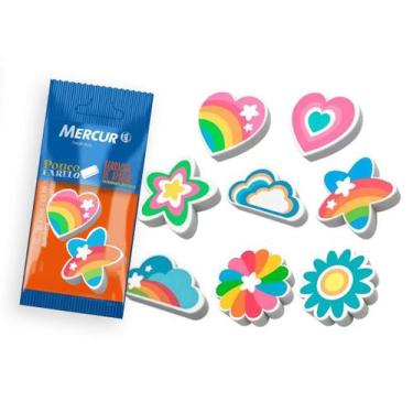 Imagem de Kit 2 Borrachas de Apagar Fofa Cute Coloridas Termoplástica Flor Coraç
