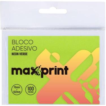Imagem de Bloco de Recado Autoadesivo 76X102MM Verde Neon 100 Folhas - Maxprint