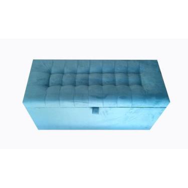 Imagem de Recamier puff baú estofado 1 metro - azul claro - NEGROMONTE STORE