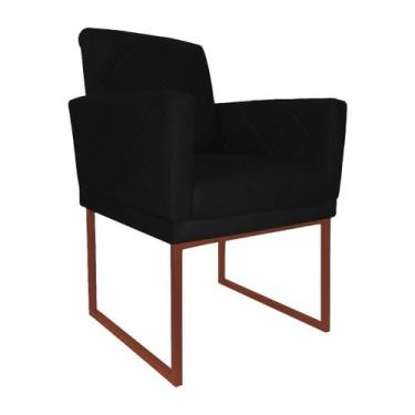 Imagem de Poltrona Klara Base Ferro Bronze Suede Para Quarto - Estopar, Veludo P