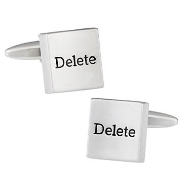 Imagem de Abotoaduras prateadas de cetim para remoção de computador em caixa de presente para ele