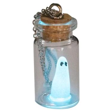 Imagem de AlterImage Colar Ghost in A Bottle que brilha no escuro com pingente azul claro inclui luz UV, Sem Pedra Preciosa