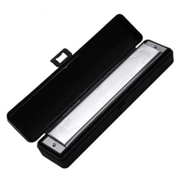 Imagem de Para Iniciantes harmônica 24 Buracos Tremolo Gaita Polifonia Diatônica C Chave 24 Furos Profissão Gaita Iniciantes Aldults Prata