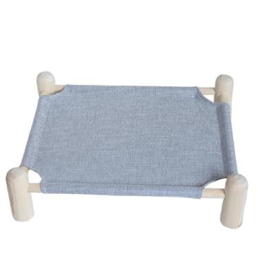 Imagem de Cama de gato de madeira para animais de estimação cama de cachorro de madeira sólida cama de acampamento fora do chão ninho de gato pode ser desmontado rede lavada(Style2,L70 48)