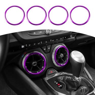 Imagem de JOSHELA Anel de acabamento para tampa de ventilação CA Camaro Dash Air para Chevy Camaro 2017 up Acessórios interiores roxos 4 peças