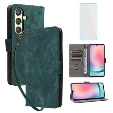 Imagem de IUQXU Capa carteira para celular Samsung Galaxy S25 Plus 5G com protetor de tela [bloqueio RFID] couro flip porta-cartão feminino masculino capa para celular para Samsung S 25 Plus 25S S25+ Galaxy