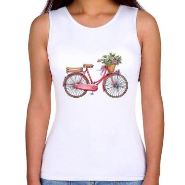 Imagem de Regata Feminina Bicicleta Vintage Romântica - Foca na Moda, Branco, GG