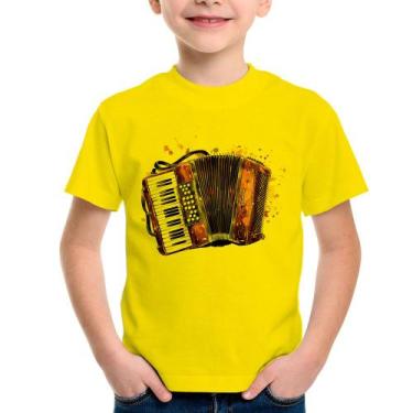 Imagem de Camiseta Infantil Acordeon Sanfona - Foca na Moda, Amarelo, 14
