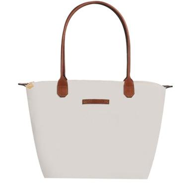 Imagem de Bolsa feminina de nylon à prova d'água, leve, com zíper, elegante e durável, Papel branco, Large