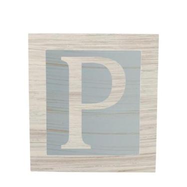 Imagem de Cubo Azul Letra Branca com Aplique Festa Chá de Bebê Decoração 8x8x8 C