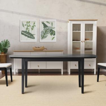 Imagem de Mesa Oval 6 Lugares 1,6m Tampo Vidro e mdf Tiê CabeCasa MadeiraMadeira