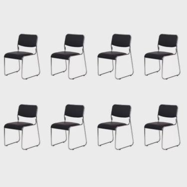 Imagem de Kit 8 Cadeiras Para Escritório Fixa Interlocutor Cromada Dubai or Design
