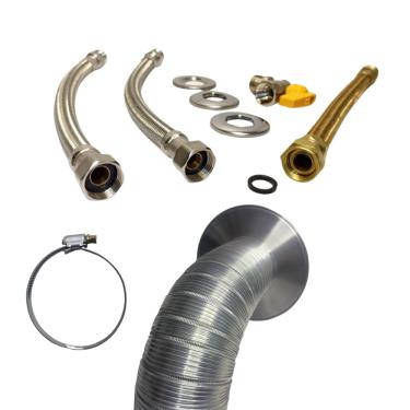 Imagem de Kit completo Instalação de Aquecedor de passagem com Mangueiras 30cm + Exaustão 60mm