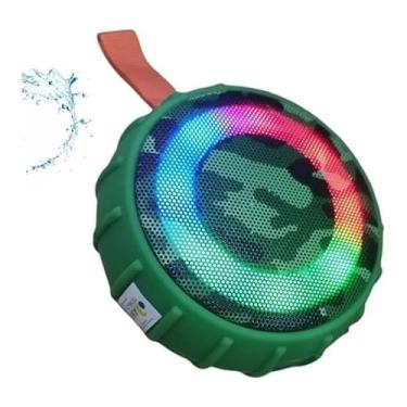 Imagem de Caixa de Som Port�til Bluetooth A Prova D'�gua com Al�a e LED e R�dio FM (VERDE)