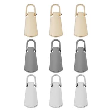 Imagem de SG Store Puxador de metal removível com zíper de 9 peças, puxador de encaixe, adequado para bolsas, carteiras, artesanato, costura (ouro, prata, metal)