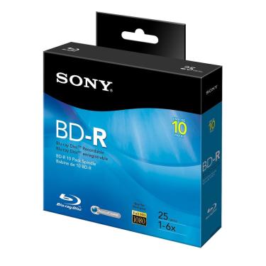 Imagem de Disco Blu-Ray Sony 10BNR25RNS 6x 25GB gravável, pacote com 10