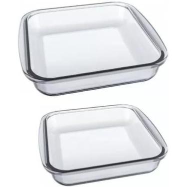 Imagem de Conjunto com 2 Assadeiras de Vidro Quadradas Marinex – Forno e Mesa