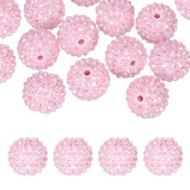 Imagem de PATIKIL Contas de strass de resina de 20 mm para caneta com contas, pacote com 20 bolas de discoteca brilhantes contas redondas de chiclete para chaveiro com contas para fazer joias faça você mesmo