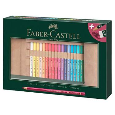 Imagem de Faber-Castell Lápis de cor Polychromos Art & Graphic, multicolorido, rolo de lápis de 34, para arte, artesanato, desenho, esboço, casa, escola, universidade, colorir