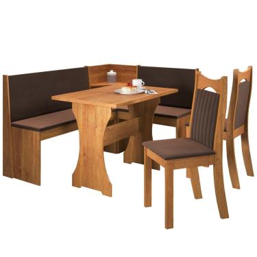 Imagem de Canto Alemão Bueno Com 2 Cadeiras Dalas Mel/bombom