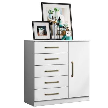Imagem de Cômoda 5 Gavetas 1 Porta Lily Branco
