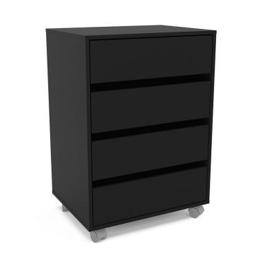 Imagem de Gaveteiro Mauá 4 Gavetas com Rodízios Politorno Preto