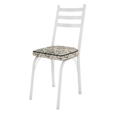 Imagem de Kit 4 Cadeiras De Cozinha Luisiana Estampado Cedro Pés De Ferro Branco