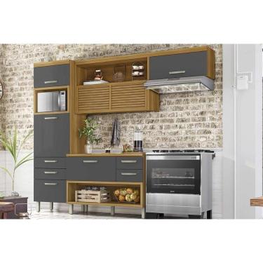 Imagem de Kit Cozinha Modulada 3 Peças Princesa 1 Aéreo + Balcão + 1 Paneleiro C6p60 Freijó Grafite