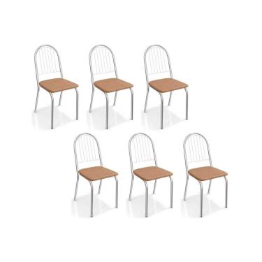 Imagem de Kit 6 Cadeiras De Cozinha Noruega C077 6 Un Cromada Capuccino
