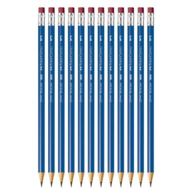 Imagem de Kit Lápis Preto Grafite Max Azul C- Borracha Faber Castell - Redondo C- 12 Unidades
