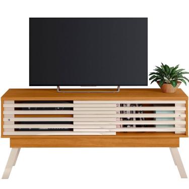 Imagem de Rack Bancada Foz 1.5 2 Portas Pé Palito Tv Até 65 Polegadas Cinamomo/off White