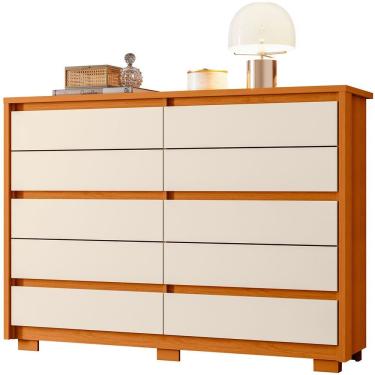 Imagem de Cômoda Grande 10 Gavetas e Pés Mdp Duello Cinamomo Off White