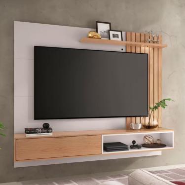 Imagem de Painel Home Colibri Tocantins Para Tv De Até 60 Polegadas Off White Com Freijó