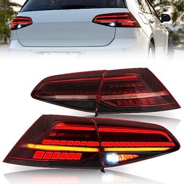Imagem de VLAND Luzes Traseiras De Led Compatíveis Com Golf 7, 7.5, Mk7, Mk7.5 2014-2020 (Exceto Para Gti/R), Conjunto Completo Lanternas Lentes Sequenciais Vermelhas