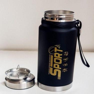 Imagem de Garrafa Térmica Inox Sport Com Alça 600ml Pronto Entrega - OEM, Preto 