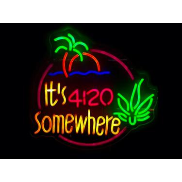 Imagem de Desung Novo 17" X It'S 4:20 Somewhere High Life Folha Palmeira Placa De Neon Placas Caverna Do Homem Sports Bar Pub Cerveja Luzes Lâmpada Led Cx251L8