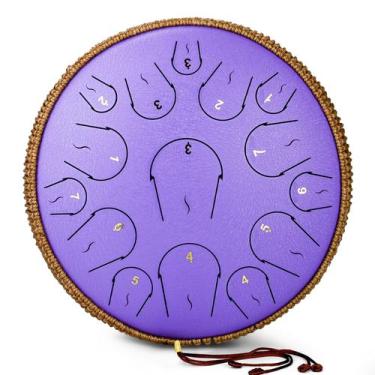 Imagem de Steel Tongue Drum Lidguni 15 Note 35,56 cm com livro de música roxo