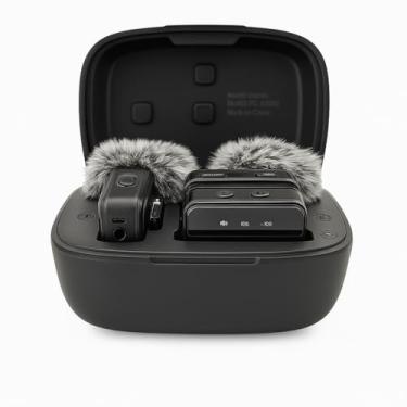 Imagem de Microfone de Lapela Sem Fio Duplo com Abafadores – Cancelamento de Ruído, Conexão Rápida, para Celulares, Câmeras e Computadores