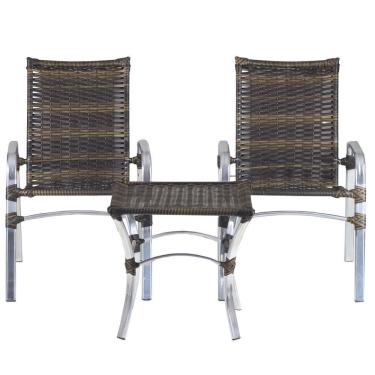 Imagem de Kit 02 Cadeiras E Mesa área Externa Varanda Edícula Sacada Pedra Ferro