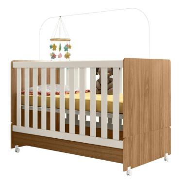 Imagem de Berço Americano Mini Cama Com Rodízios Charme Nature-off Z49 - Mpozenato